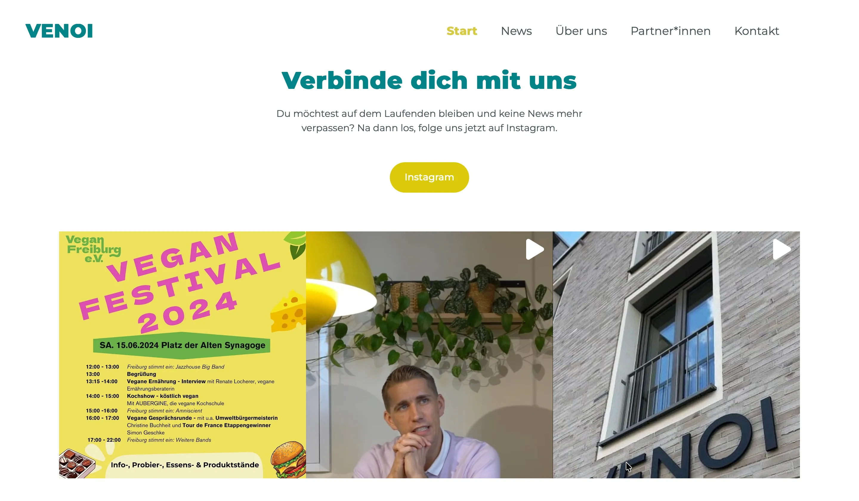 The embed component integrated into a business website, showing recent Instagram posts in a grid